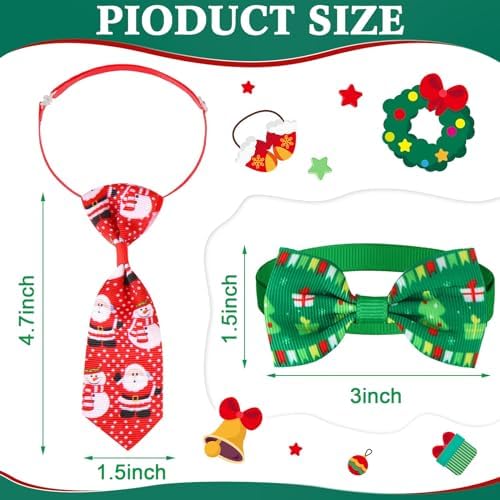 Chunful 150 Pcs Adjustable Christmas Dog Bow Ties & Neckties, Santa Claus - Image 2