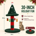 Cat Scratching Post with 4 Hanging Plush Toy - Christmas Tree Alternative Give Your Cat a Toy and Scratching Post in One with This Ultimate Tree 30 * 15 Inch Red Green - Image 5