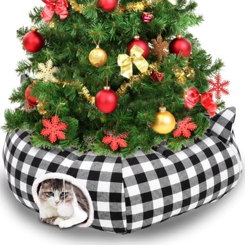 Dansydaisy Cat Tunnel Tree Skirt Black White, 33.9 Inch Bed Cave by Dansydaisy