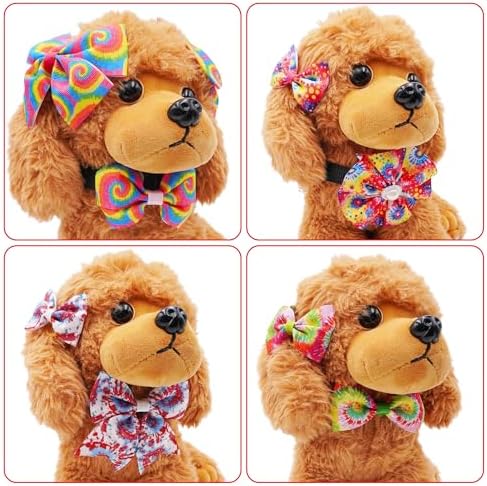 120PCS Tie Dye Dog Bows Pack Include 60PCS Dogs Collar Flowers and Bowties Attachments 20PCS Bowties with Adjustable Collar 40PCS Hair Bows for Girl Female Boy Male Dogs Grooming Accessories - Image 4