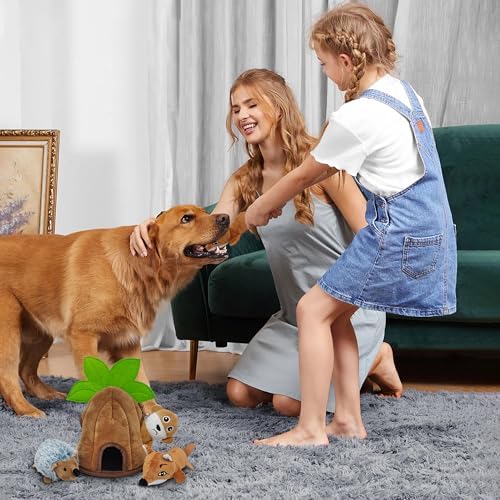 Squeaky Dog Toys, Stuffed Large Dog Toys to Keep Them Busy, Interactive Plush Chew Toys with Crinkle Paper, Tough Pet Animal Toys for Small Medium Large (4 Pack) - Image 6