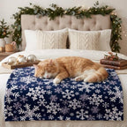 Horaldaily Christmas Navy Blue Snowflakes Flannel Pets Blanket 20x30 - Image 4
