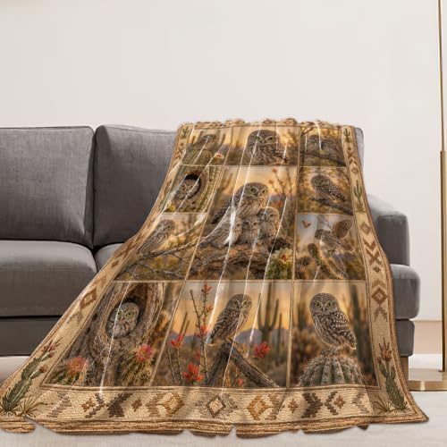 Desert Elf Owl Throw Blanket Gifts for Girls Women 50"X40" - Image 4