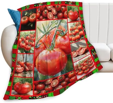 Tomato Blanket for Girls Women Adults Kids Soft Cozy Fleece Healthy Fruits Vegetables Throw Blankets Gifts Warm Flannel Plush Lightweight Decor for Couch Bed Sofa 80"X60" - Image 2