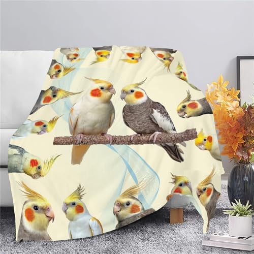 Parrot Bird Throw Blanket Cute Cockatiel Stuff Gifts for Kids Girls Boys Adults Women Men Soft Cozy Warm Plush Fluffy Fuzzy Fleece Blanket Decor 50''X60'' - Image 4