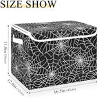Bolaz Storage Bins with Lids and Handles,Halloween Gray Spider Web Storage Box Basket with Cover Collapsible Organizer Containers for Home Closet, Shelves - Image 3