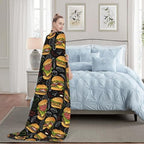 Hamburger Throw Blanket - Ultra Soft Cozy Fast Food Blanket, Fun Gift for Burger Lovers, Couch Blanket for Adults Women Men Kids 50"x40" - Image 2