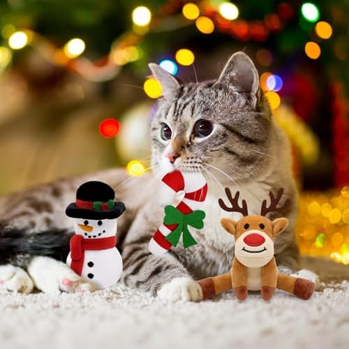 Vansolinne Plush Christmas Catnip Toys for Indoor Cats 6 Pack - Image 5