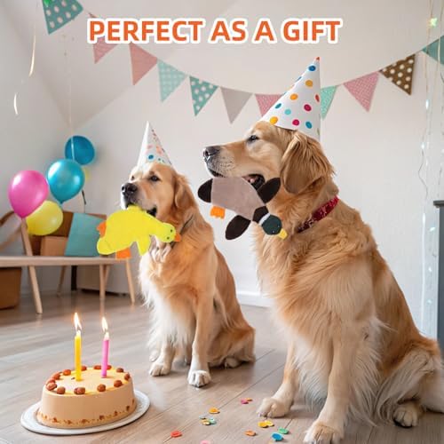 PAWCHIE Squeaky Dog Toys for Small Medium Large Dogs, No Stuffing Crinkle Puppy Toy,Soft Pet Plush Teething Toys 2 Pcs Mess-Free Interactive Chew Toy for Boredom Best Birthday Gift, Yellow & Wild Duck - Image 5