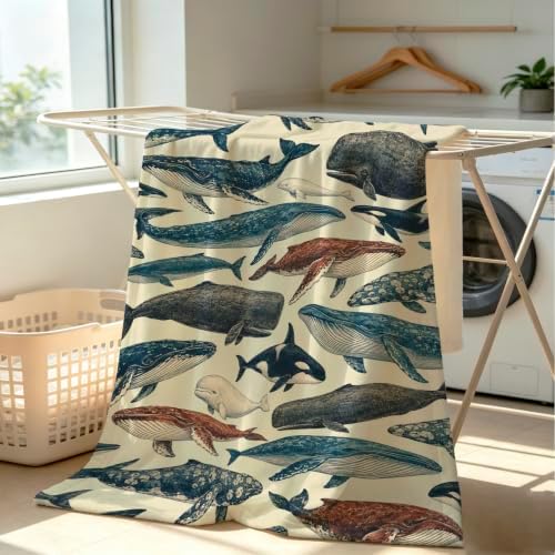Whale Throw Blanket Vintage Ocean Marine Wildlife Gifts 50''x60'' - Image 3
