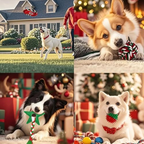 Christmas Dog Toys 15 Pack, Puppy Rubber & Rope Toys Set, Interactive Tough Box for Dog Playing, Training & Teething Bulk for Holiday Puppies' Presents - Image 6