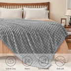 BEDELITE 3D Checked Grey Fleece Throw Blanket for Couch, 50x60 Inches - Image 3
