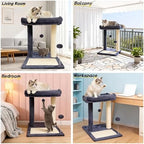 Cat Scratching Post, 19.69" H(50cm) Cat Tree with Cat Bed, Scratching Posts for Indoor Cats with Two Plush Balls Toy, Small Cat Tree for Kittens/Cats Playing and Relaxing (20 in Grey Cat Tree) - Image 2