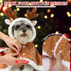 EXPAWLORER Dog Christmas Costume Winter Coat with Hat, Fleece Warm Elk Pet Cloak Cape Blanket with Antlers for Cold Weather, Thicken Dog Sweater Jacket Clothes for Small Medium Large Dogs Cats BrownXL - Image 6
