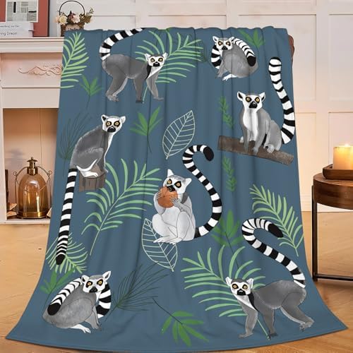 Lemur Blanket for Girls Women Boys Men Adults Kids Soft Cozy Fleece Cute Lemur Throw Blankets Gifts Warm Flannel Plush Stuff Lightweight Decorative for Couch Bed Sofa 50"X40" by Unknown