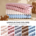 LINENLUX 1 Pack 3 Fleece Dog Blanket Soft Warm Cat Pink/White/Blue Large - Image 3