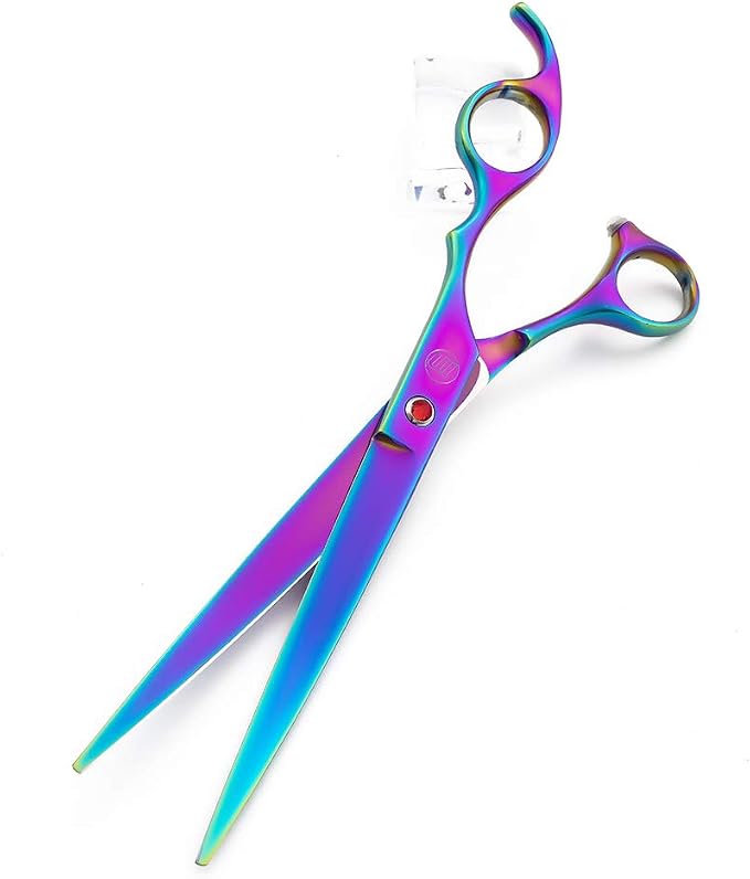 Moontay Professional 8.0" Dog Grooming Scissors Set, 4-pieces Straight, Upward Curved, Downward Curved, Thinning/Blending Shears for Dog, Cat and Pets, JP Stainless Steel, Multicolour | Straight, Upward Curved, Downward Curved, Thinning/Blending Shears...