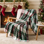 BEDELITE Christmas Fleece Twin Blanket for Couch, White & Green & Red by BEDELITE
