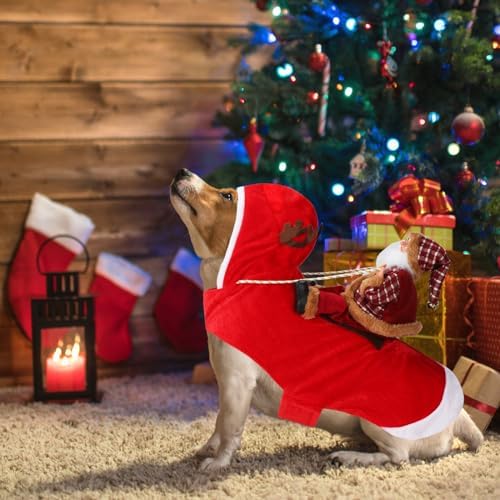 BWOGUE Santa Dog Costume, Dog Christmas Outfit, Santa Rider Costume, Size M - Image 4