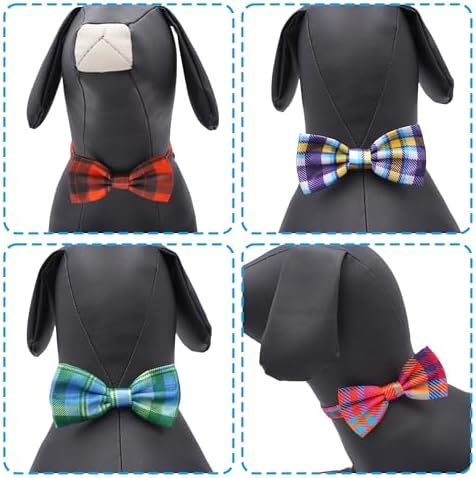 Plaid Dog Bow Ties Bulk for Small Dogs 30 Pack 3.9"*2.1" S - Image 4