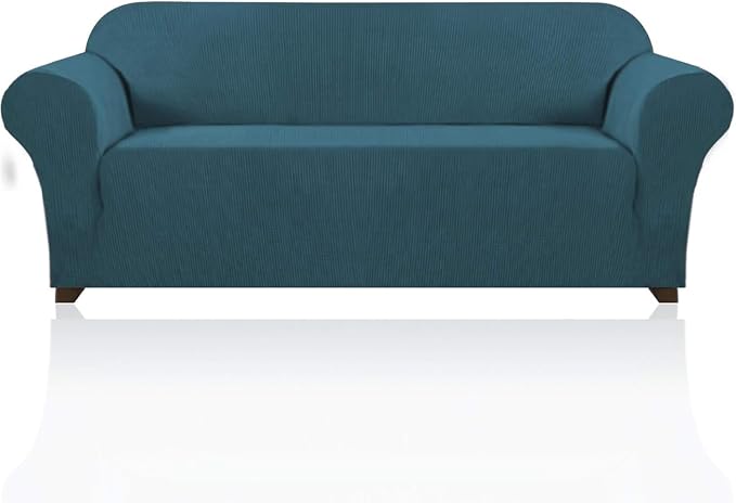 Stretch Sofa Cover Slipcover 1-Piece, Spandex Jacquard Fabric Universal Couch Cover for 3 Cushion, Washable Non Slip Sofa Cover, Pet Friendly (Large Sofa 90"-100",Deep Teal)