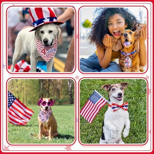 Reginary 120 Pcs 250th Anniversary Dog Bandanas Bulk 4th of July Patriotic Dog Bow Ties and Neckties Set, Red White and Blue Triangle Pet Kerchief Accessories for Small Medium Large Dogs Grooming - Image 5