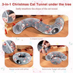 Cat Tunnel Christmas Tree Skirt, Plush Donut Bed for Cats, Grey - Image 5