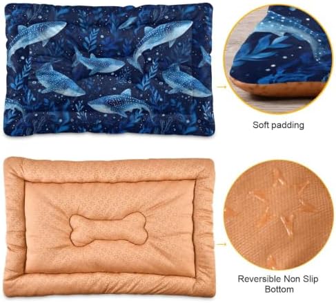Cute Watercolor Whale Sharks Dog Bed Mat 18"x24" - Image 3