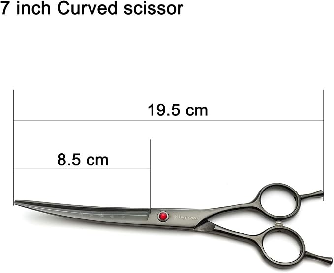 7.0in Professional Pet Grooming Scissors Set,Straight & Thinning & Curved Scissors 3pcs Set with Comb for Dog Grooming,A419 (Black-Grey)