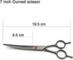 7.0in Professional Pet Grooming Scissors Set,Straight & Thinning & Curved Scissors 3pcs Set with Comb for Dog Grooming,A419 (Black-Grey)