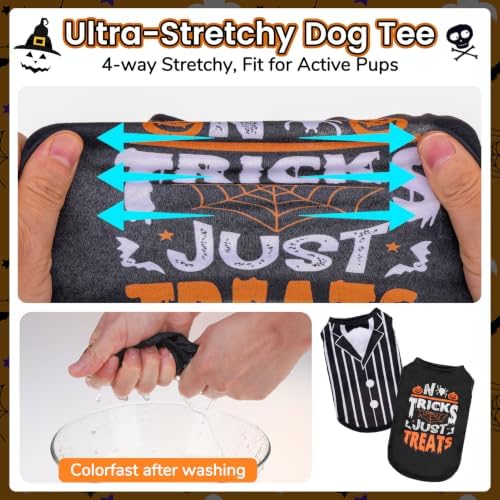 BINGPET 2PCS Dog Halloween Costume, Soft Cotton Puppy Shirt, Trick or Treat - Image 3