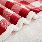 Touchat Sherpa Red and White Buffalo Plaid Christmas Twin Blanket 60" X 70", Fuzzy Fluffy Soft Cozy Blankets, Fleece Flannel Plush Microfiber Throw for Couch Bed Sofa (Red and White) - Image 3