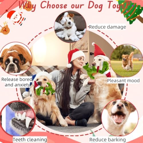Christmas Plush Dog Squeaky Toys, Xmas Interactive Tough Chew Toys - Image 3