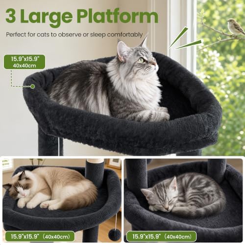 67in Tall Cat Tree Tower for Large Cats, Heavy Duty with Wide Base - Image 2