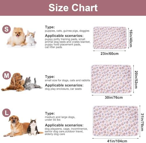 Dono 1 Pack 3 Blankets Soft Fluffy Paw Print Pattern Fleece Pet Blanket Warm Sleep Mat Puppy Kitten Blanket Doggy Mat Paw Print for Animals-23 * 16in - Image 3
