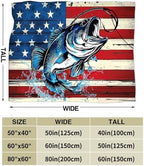 Bass Fish Blanket American Flag Fishing Throw Stuff Gifts 60"x50" - Image 5