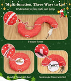 Pawaboo Cat Tunnel Under Christmas Tree Skirt for Indoor Cats, Stars - Image 3