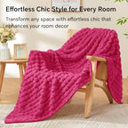 BEDELITE 3D Checked Hot Pink Fleece Twin Throw Blanket for Bed, 60x80 Inch - Image 4
