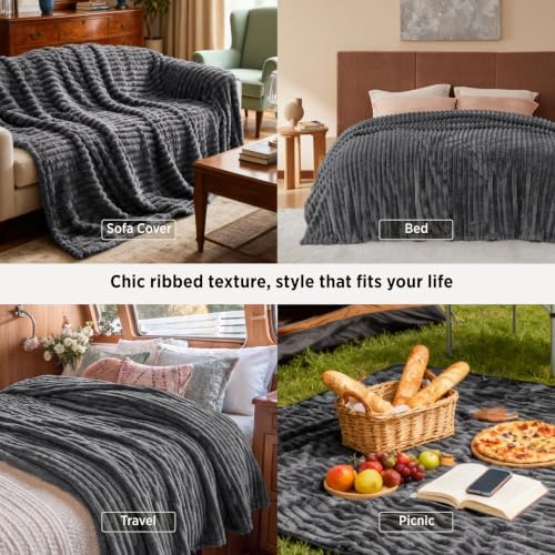 Bedsure Soft King Size Blankets for Bed Frost Gray 108"x90" - Image 4