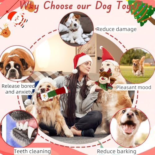 3PCS Christmas Dog Squeaky Toys, Interactive Plush with Crinkle - Image 4