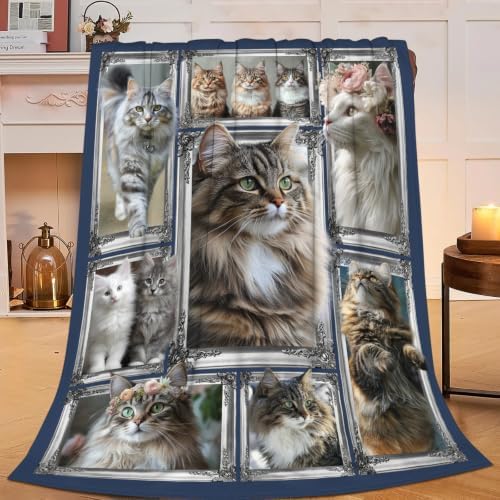 Maine Coon Cat Blanket Cute Kitten Throw Stuff Gifts 60"x50" - Image 5