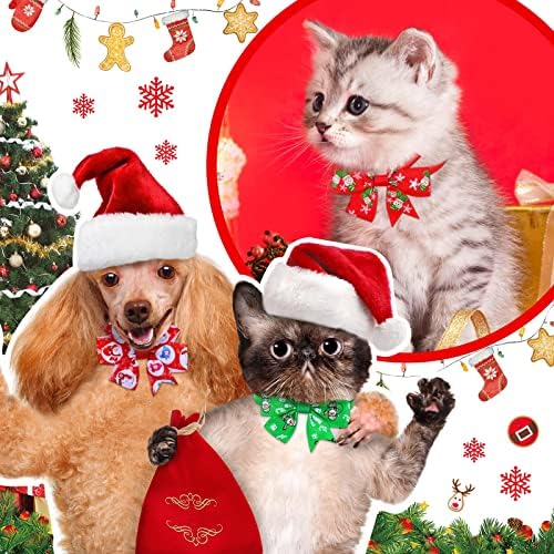 Maitys 80 Pcs Christmas Dog Bows Snowman Pet Collar Bow Ties Holiday - Image 2