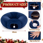 Christmas Tree Cat Tunnel 36 in Donut Bed, Navy Blue, Velvet, Fluffy - Image 3