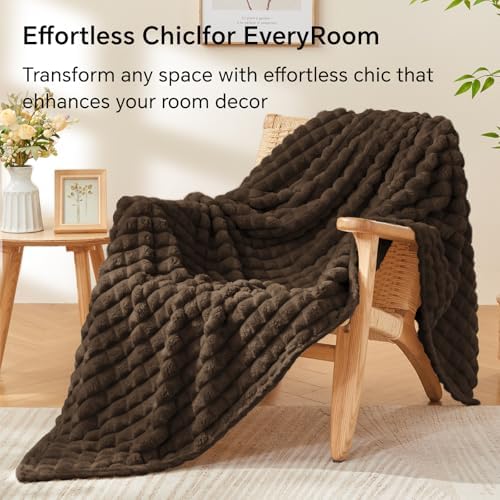 BEDELITE Brown Fleece Twin Blanket for Couch Dorm Room Decor, 60x80 Inch - Image 5
