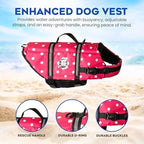 Dog Life Jacket - Swimming Vest for Dogs, Adjustable, Reflective, Comfortable, Multiple Colors, Patterns, XX-Small to Extra Large Dog Swim Vest with Handle (Pink Polka Dot, Medium)
