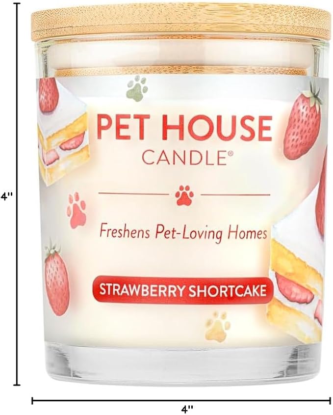 Pet House Natural Plant-Based Air Freshening Pet Candle Clean Burning, Long Lasting Candles, Strawberry Shortcake, 9 OZ Pack of 1