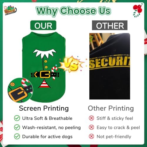 BINGPET 2PCS Dog Christmas Outfit, Soft Cotton Puppy Shirt, Santa Costume - Image 4