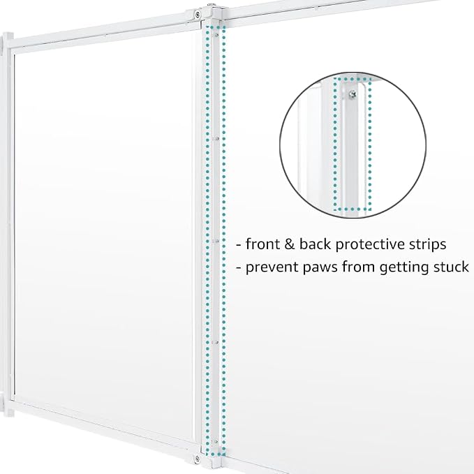 beeNbkks Clear Ferret Gate, Step Over Short Dog Barrier | 24" Tall Transparent Acrylic, Fits 22"-39" Wide Openings, No Drilling Pressure Mounted, Safely Blocks Ferrets & Small Dogs