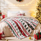 BEDELITE Christmas Stripe Twin Blanket for Decor & Gift, Red Green, 60"x80" - Image 4