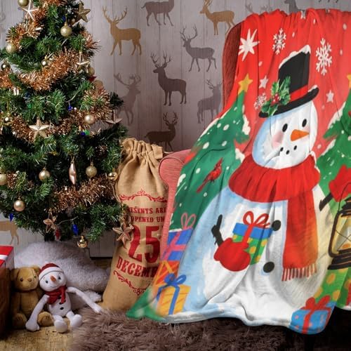 Xmas Snowman Blankets, Snowflake Christmas Tree Lightweight Anti Pilling Flannel Blanket, 50X60 in Soft Throw Blanket for Bed Couch Chair Living Bedroom Winter Decor - Image 5